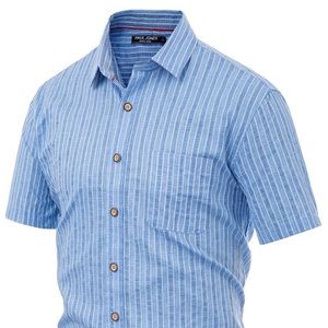 Men's Striped Short Sleeve Button